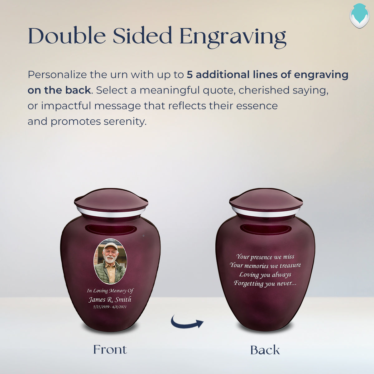 Medium Embrace Cherry Purple Portrait Cremation Urn