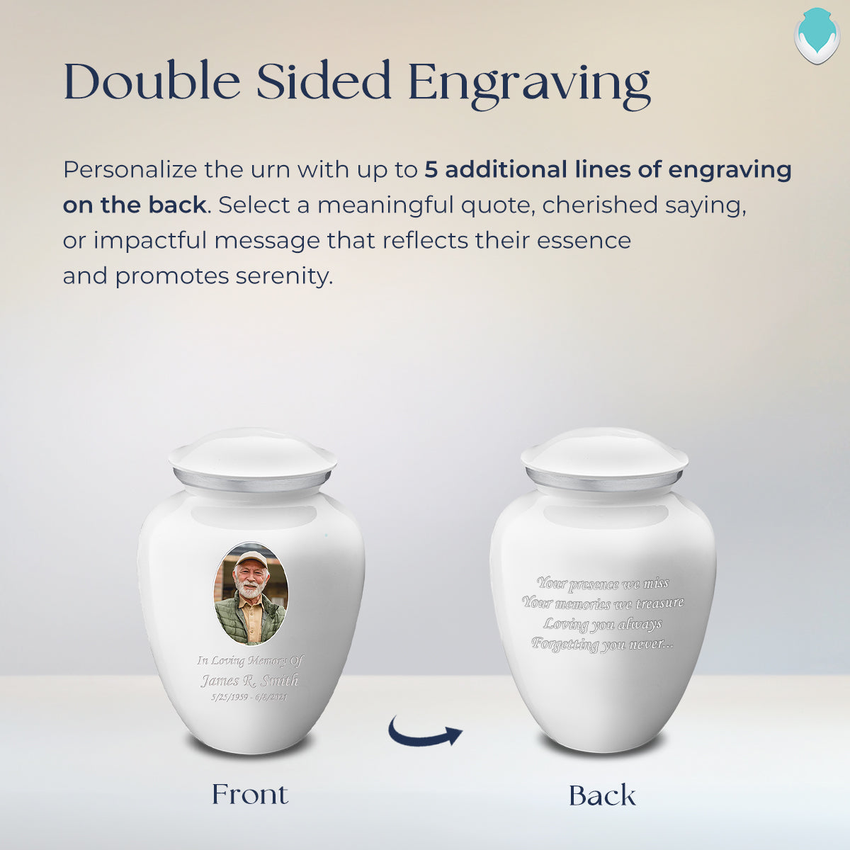 Medium Embrace White Portrait Cremation Urn
