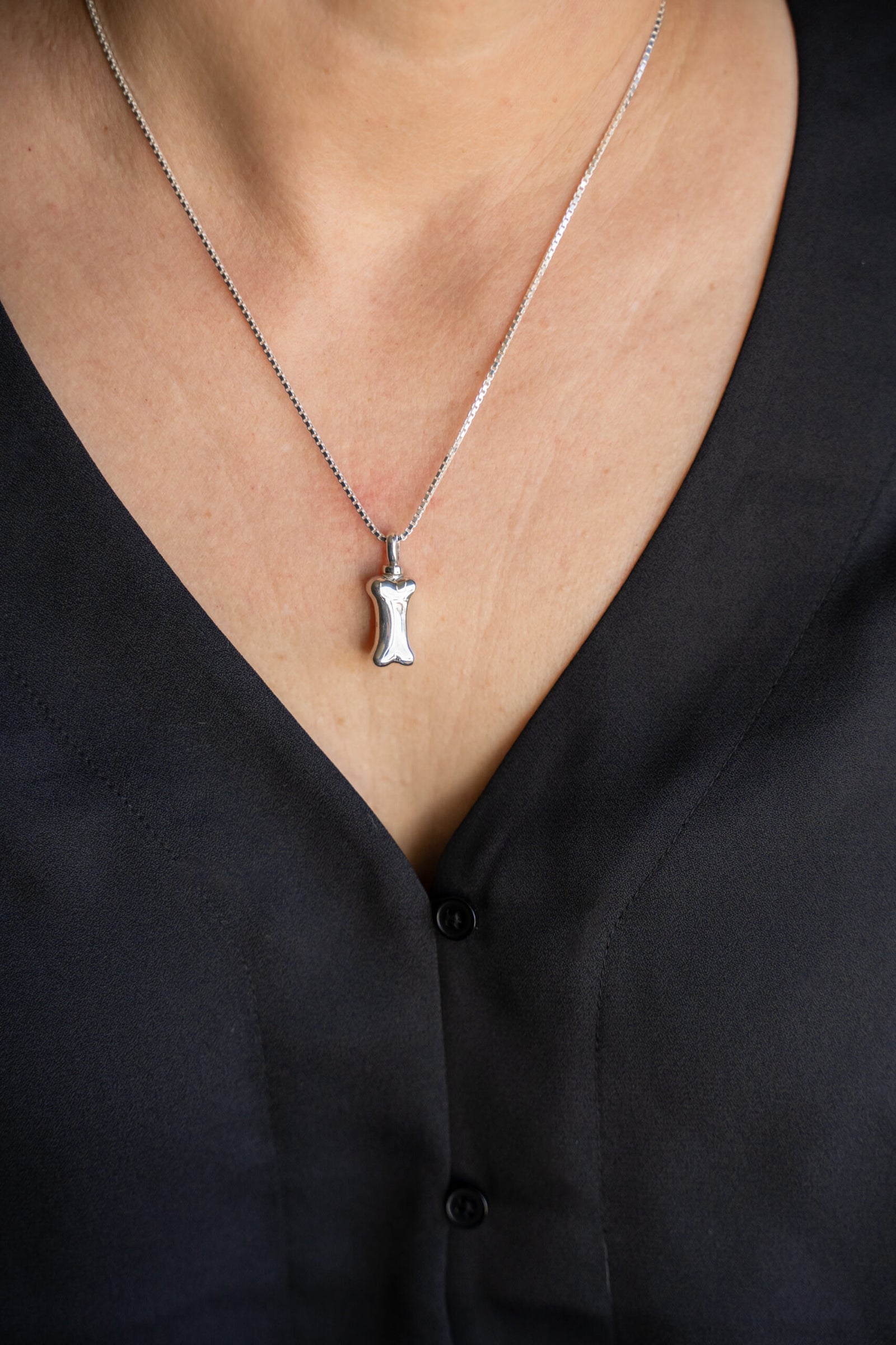 Sterling Silver Dog Bone Pendant Cremation Jewelry