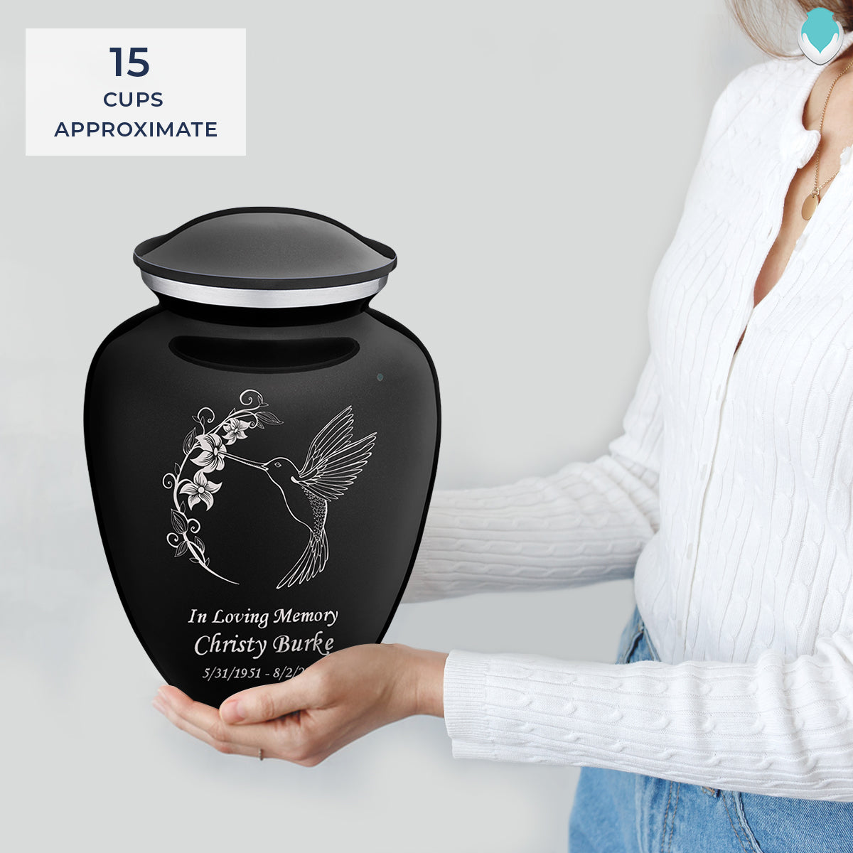 Adult Embrace Black Hummingbird Cremation Urn