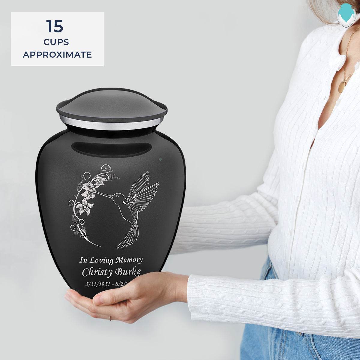 Adult Embrace Charcoal Hummingbird Cremation Urn
