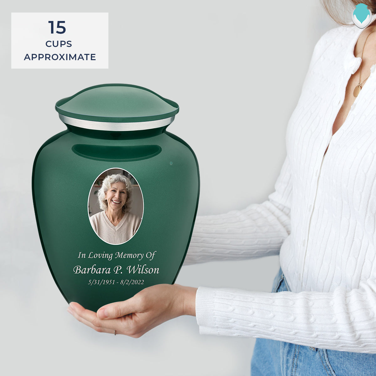 Adult Embrace Green Portrait Cremation Urn