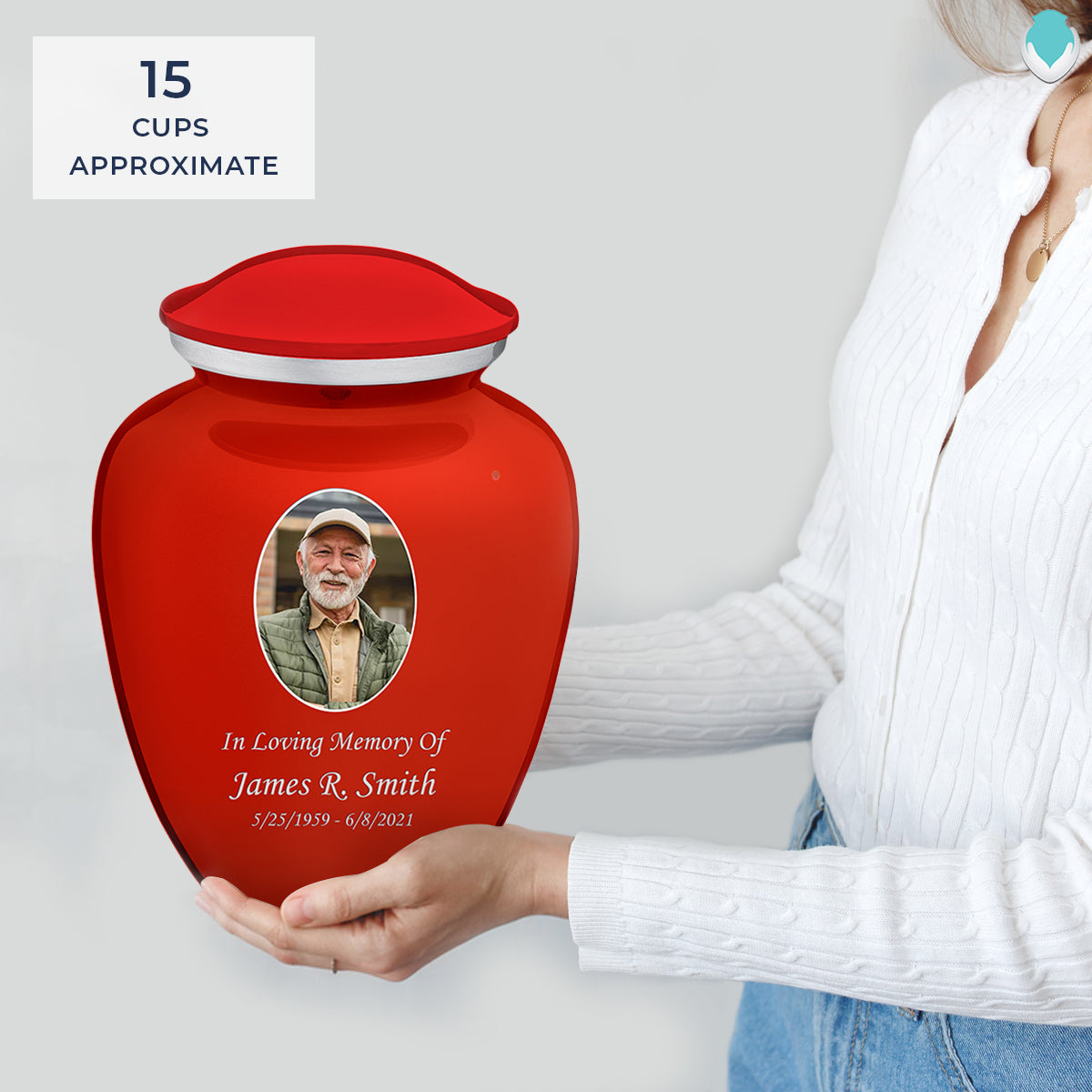 Adult Embrace Bright Red Portrait Cremation Urn