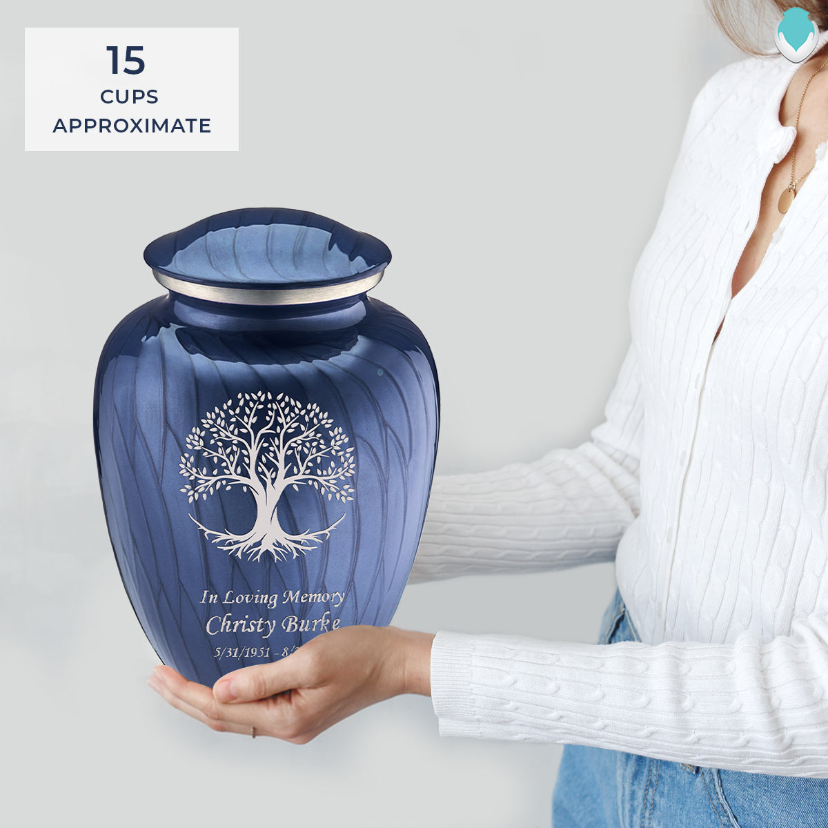 Adult Embrace Pearl Cobalt Blue Tree of Life Cremation Urn