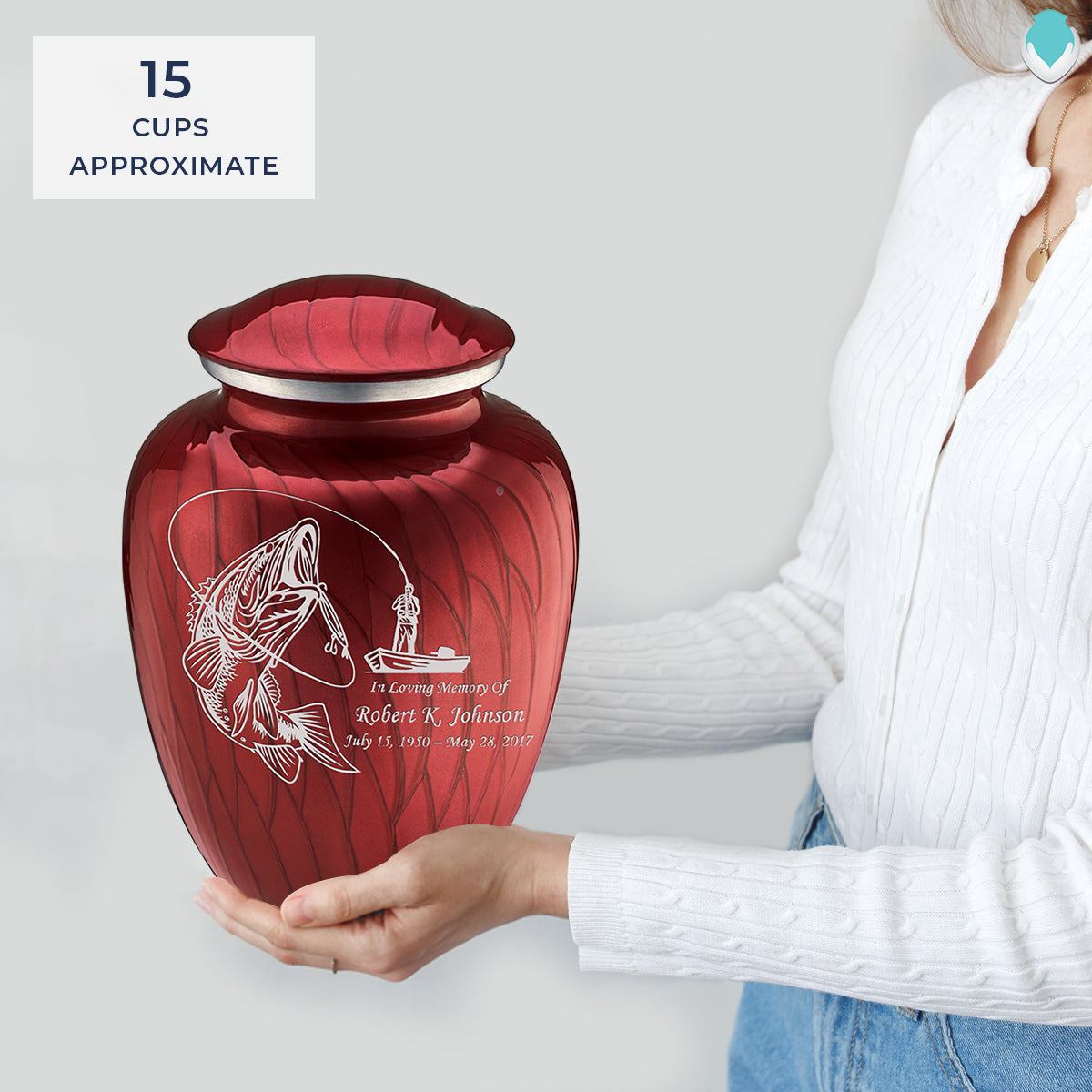 Adult Embrace Pearl Candy Red Fishing Cremation Urn