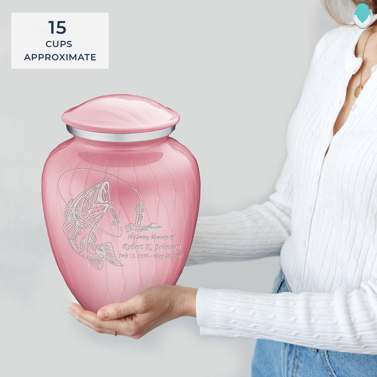 Adult Embrace Pearl Light Pink Fishing Cremation Urn