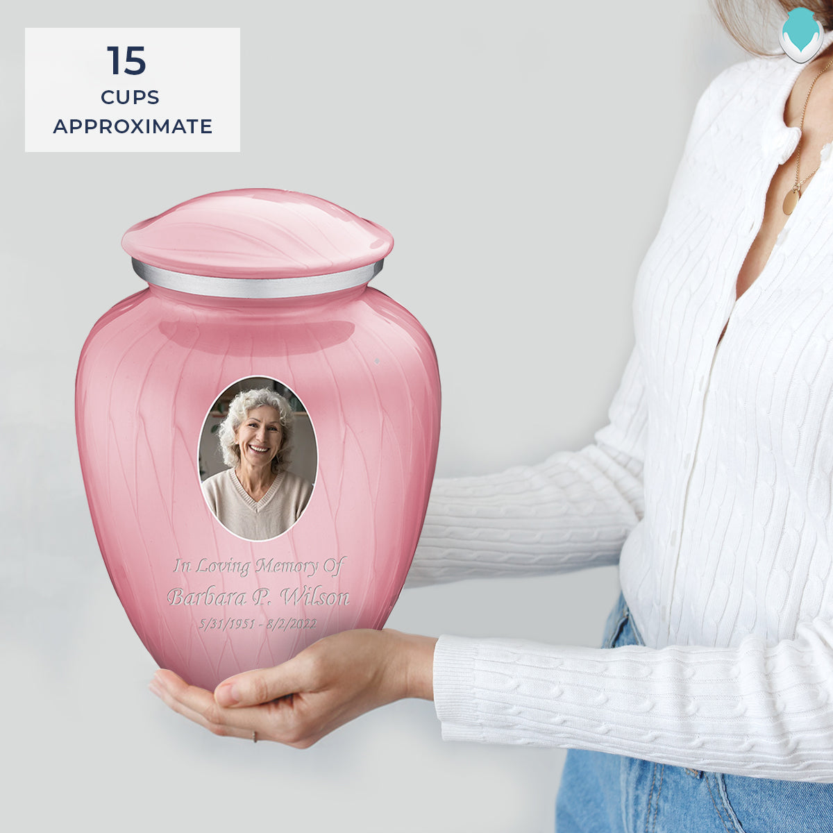 Adult Embrace Pearl Pink Portrait Cremation Urn
