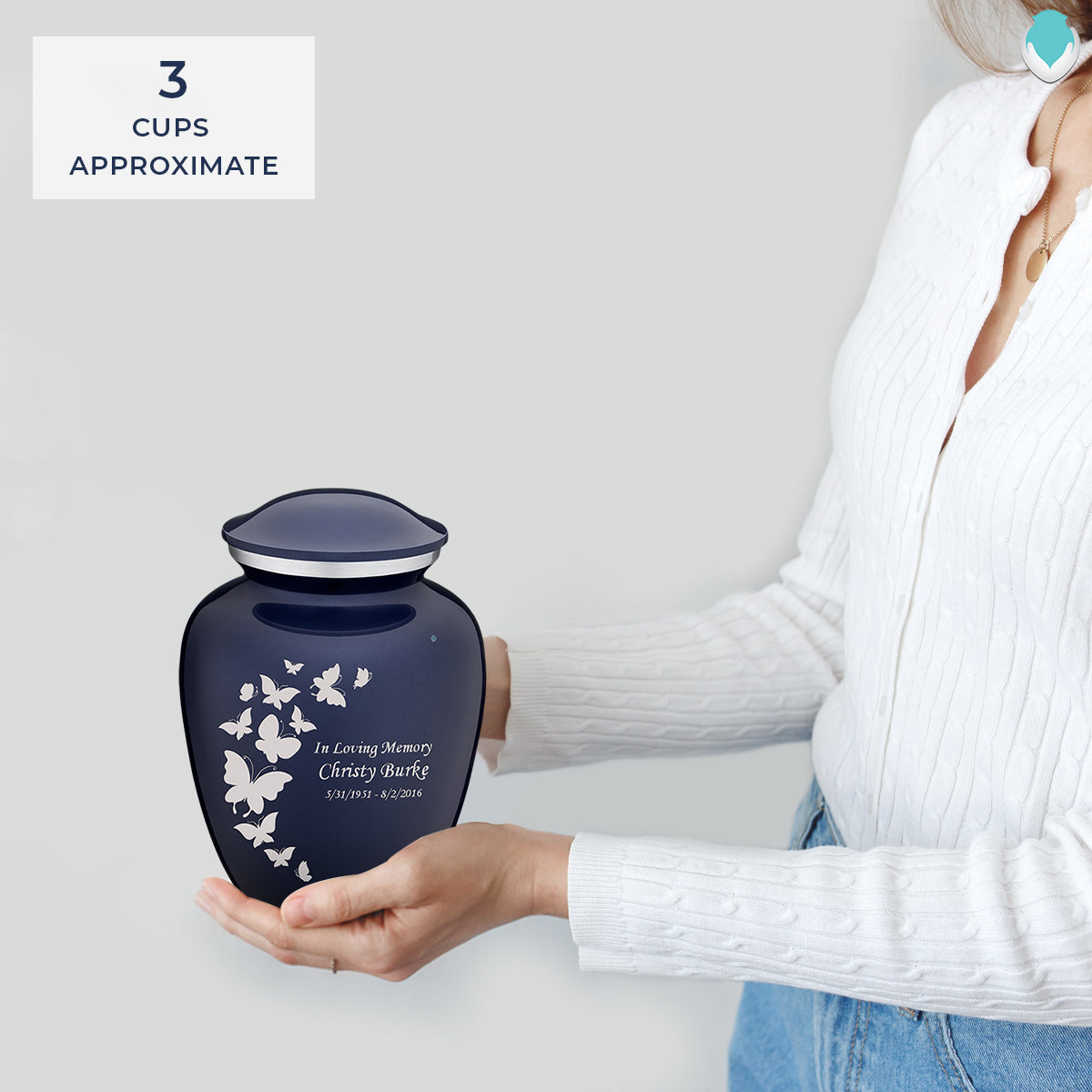 Medium Embrace Cobalt Blue Butterfly Cremation Urn
