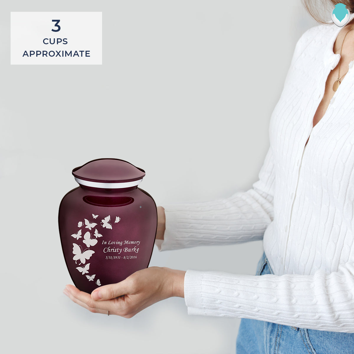 Medium Embrace Cherry Purple Butterfly Cremation Urn