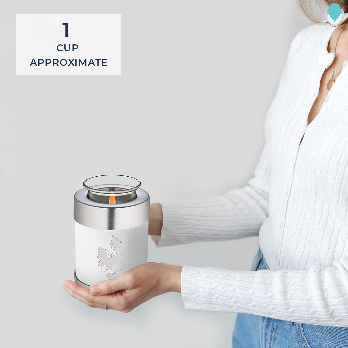 Candle Holder Embrace White Butterfly Cremation Urn