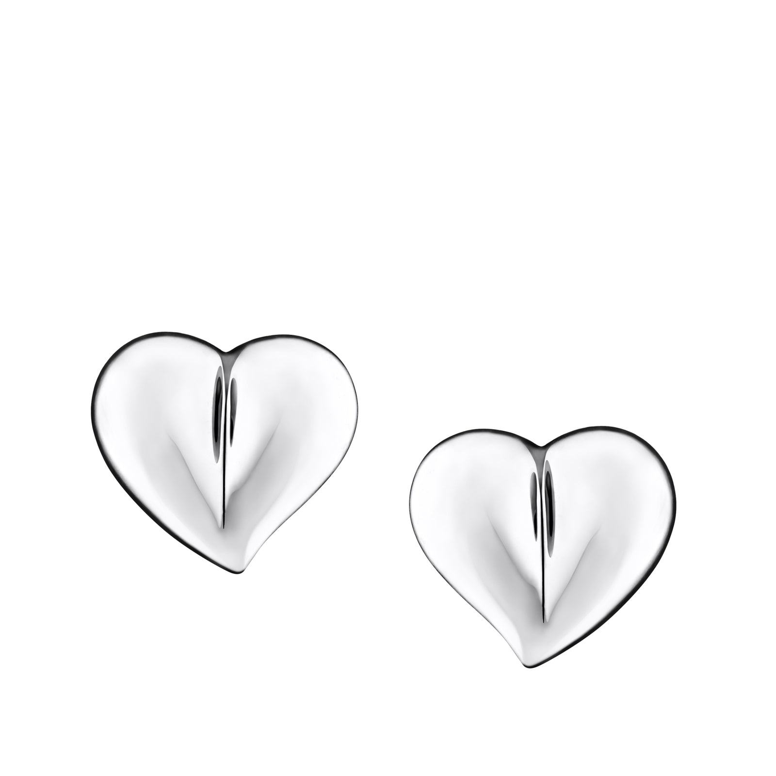 LoveHeart Rhodium Plated Sterling Silver Stud Earrings