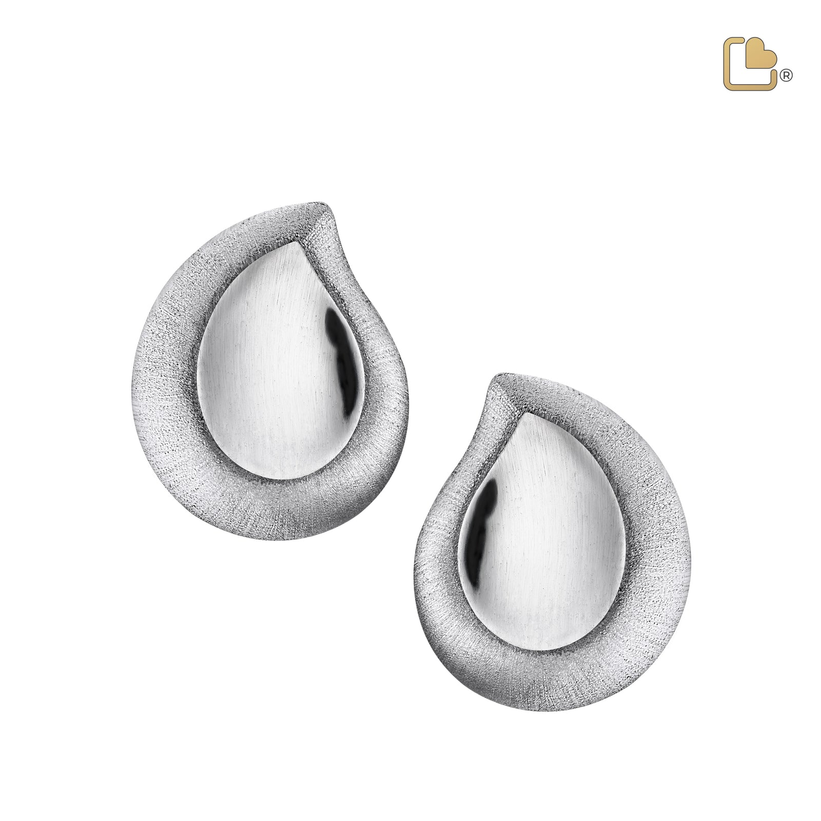 TearDrop Rhodium Plated Two Tone Sterling Silver Stud Earrings