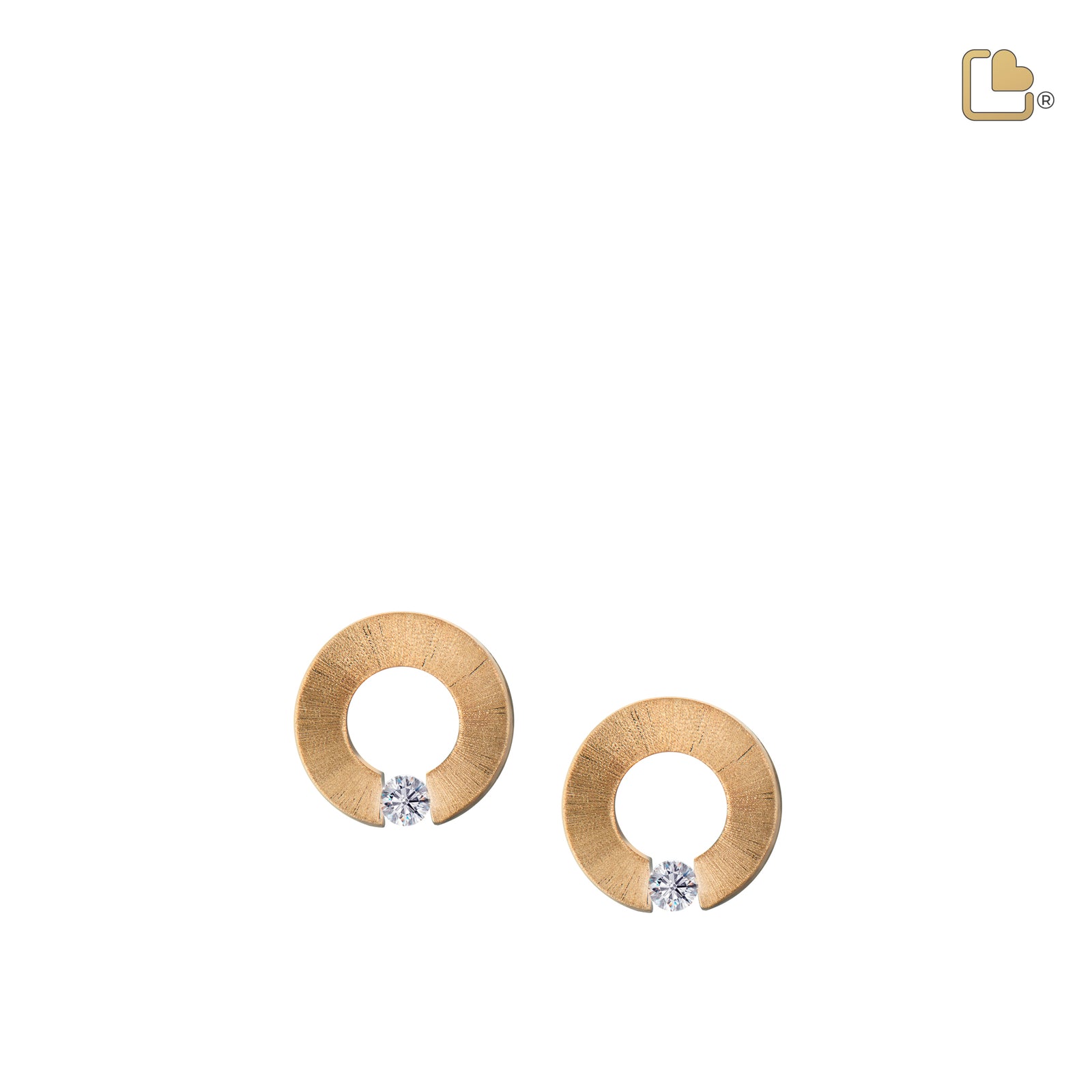 Omega Gold Vermeil Two Tone with Clear Crystal Sterling Silver Stud Earrings