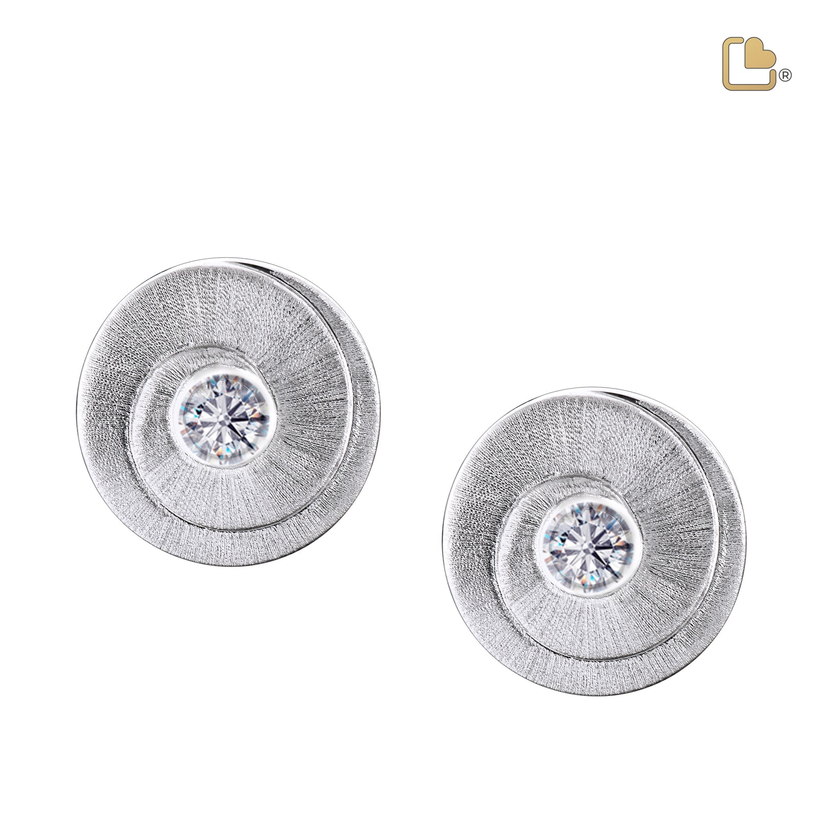 Eternity with Clear Crystal Rhodium Plated Two Tone Sterling Silver Stud Earrings