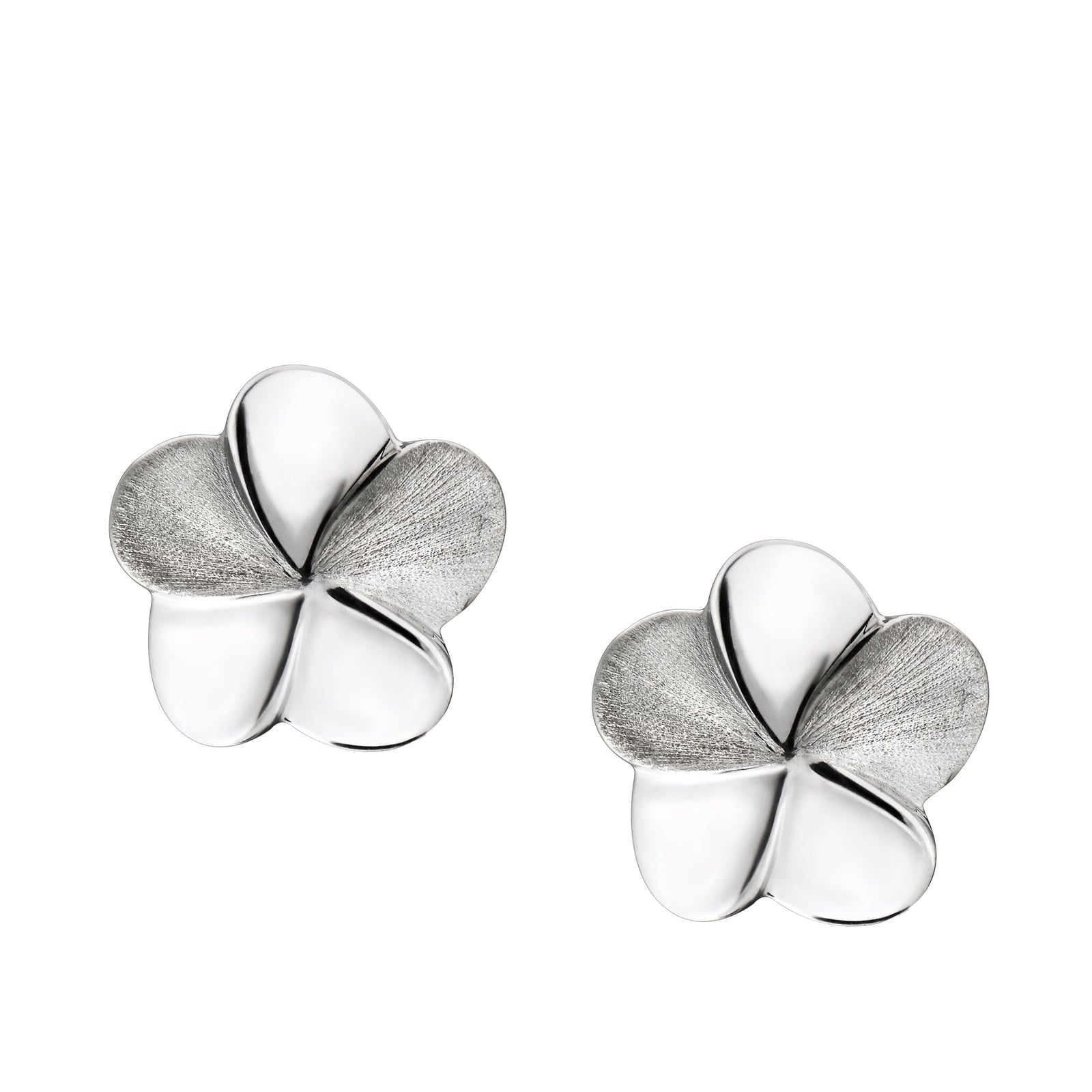 Bloom Rhodium Plated Two Tone Sterling Silver Stud Earrings