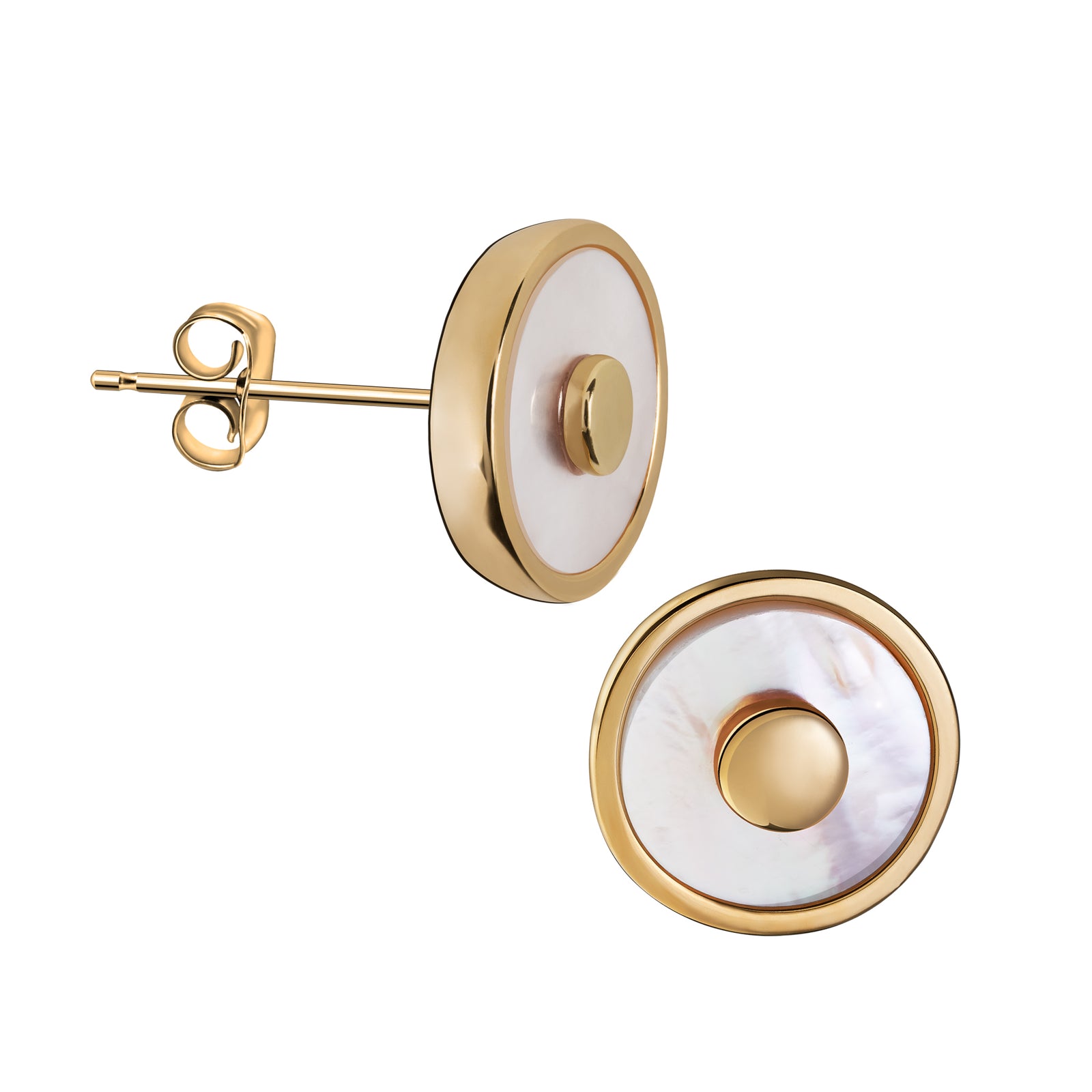 Mother of Pearl Gold Vermeil Sterling Silver Stud Earrings - COMFORT by LoveUrns