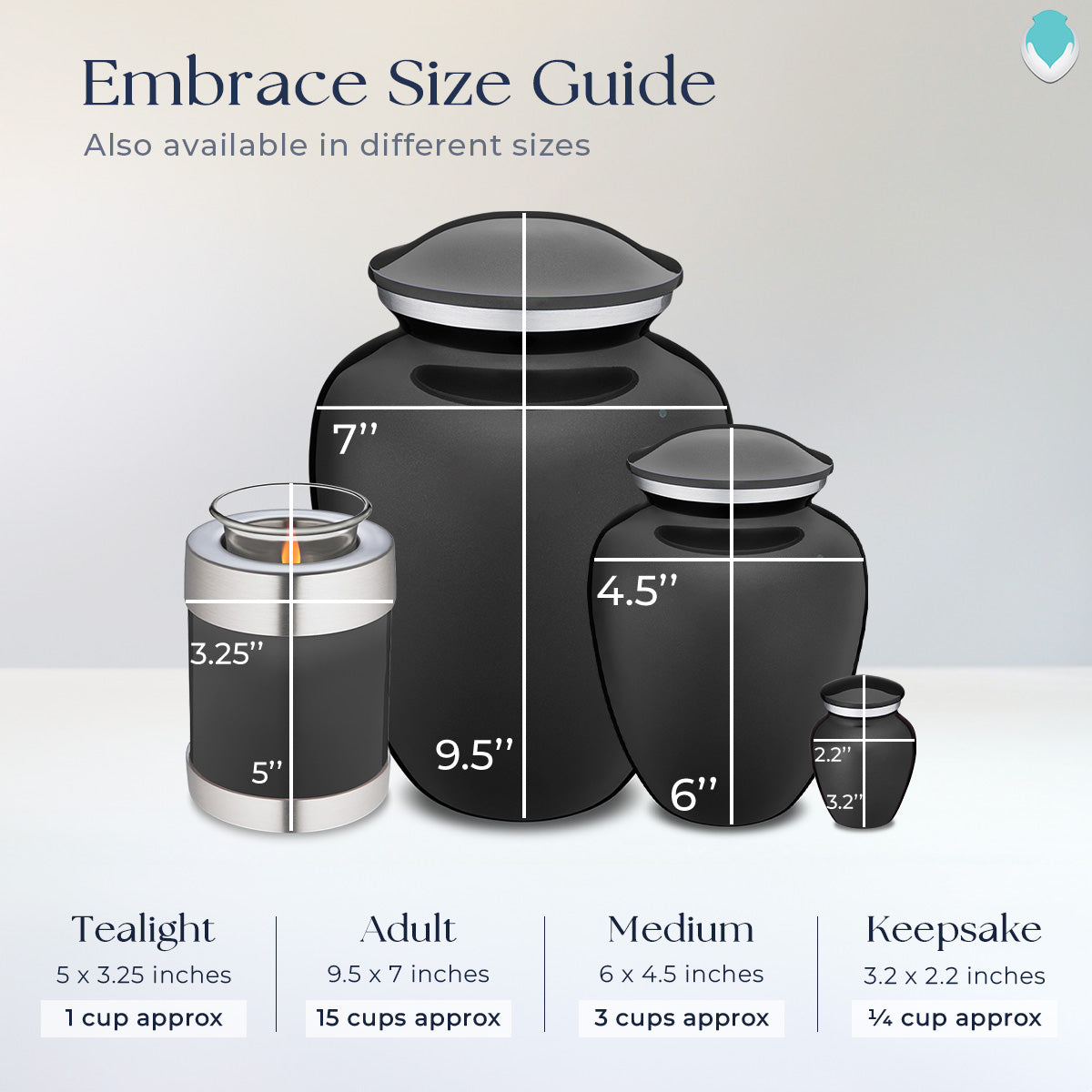 Adult Embrace Charcoal Hearts Cremation Urn