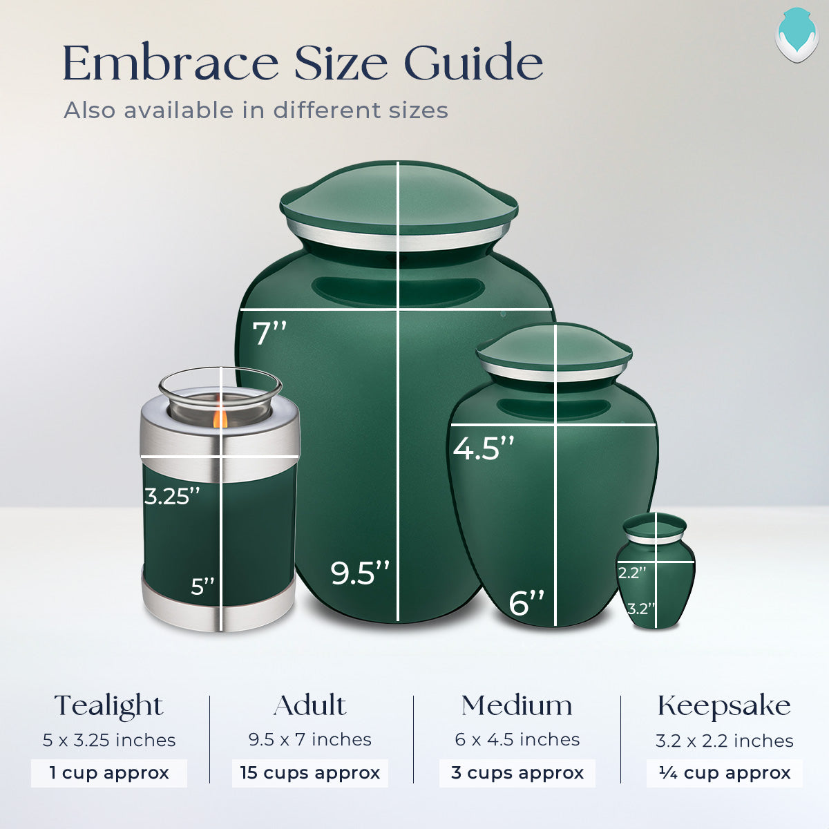 Adult Embrace Green Hearts Cremation Urn