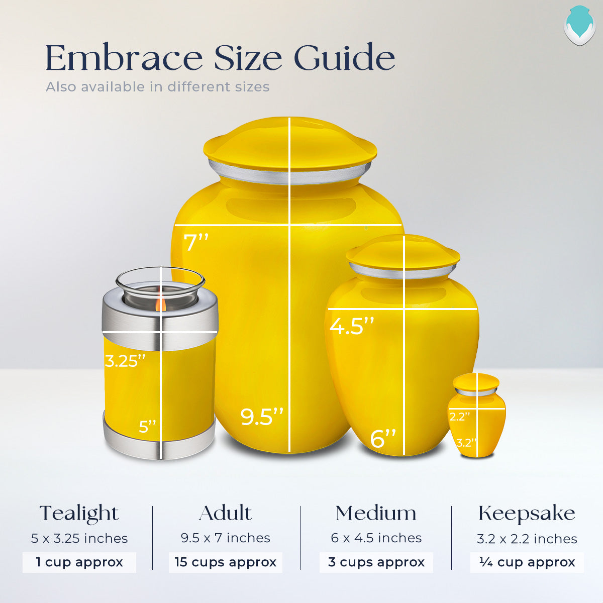 Medium Embrace Yellow Doves Cremation Urn
