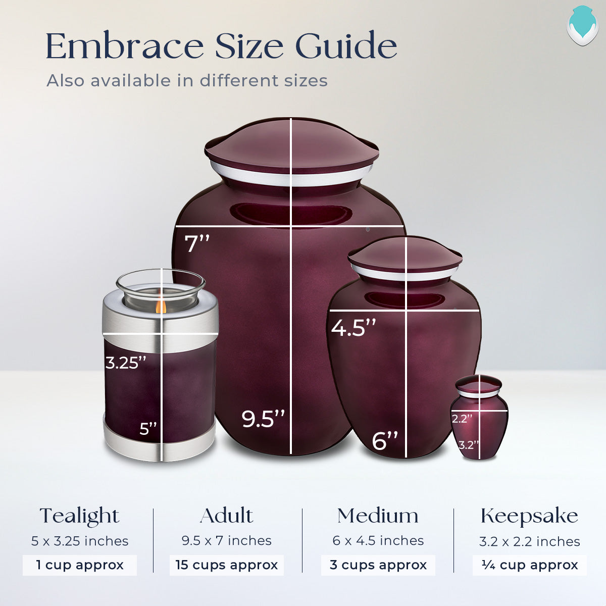 Candle Holder Embrace Cherry Purple Hearts Cremation Urn