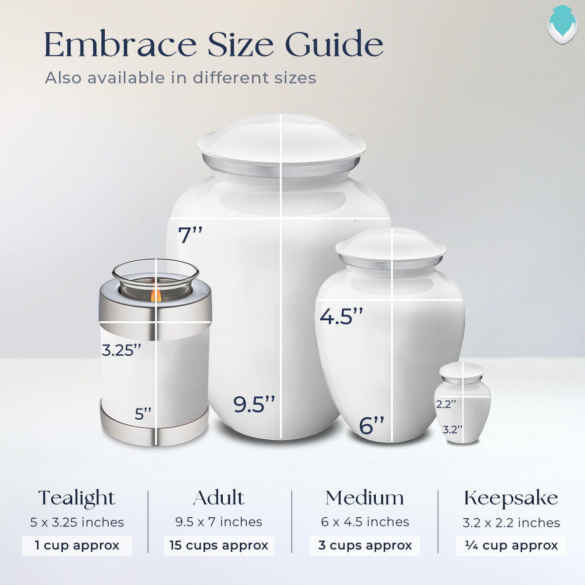 Adult Embrace White Hearts Cremation Urn