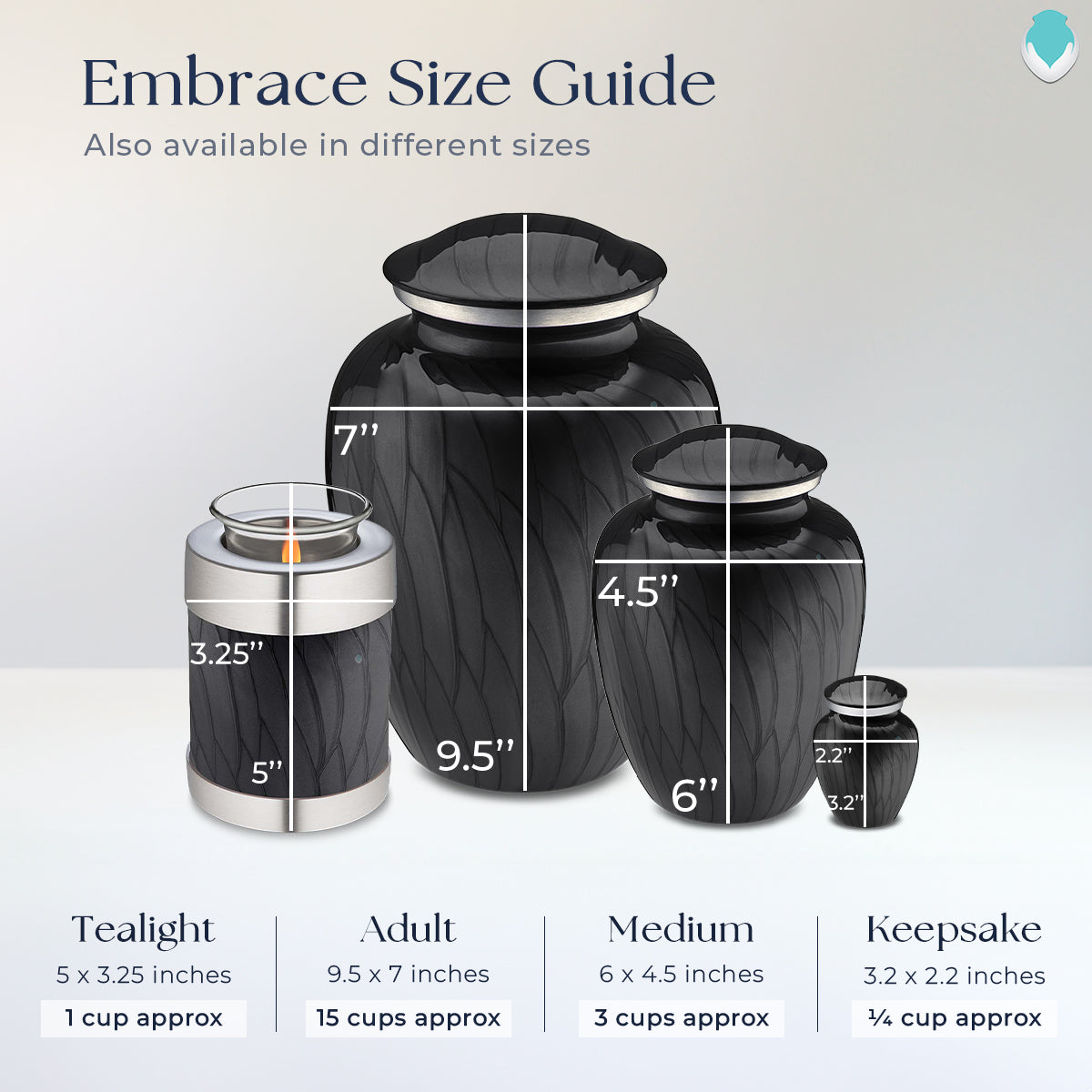 Keepsake Embrace Pearl Black Hearts Cremation Urn