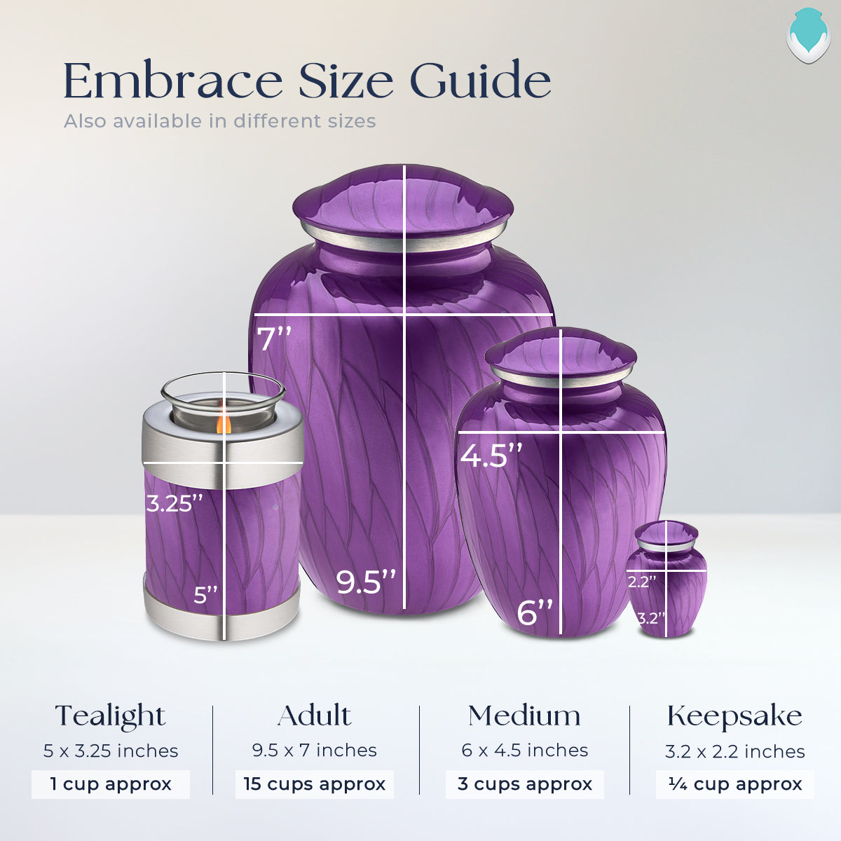 Medium Embrace Pearl Purple Doves Cremation Urn