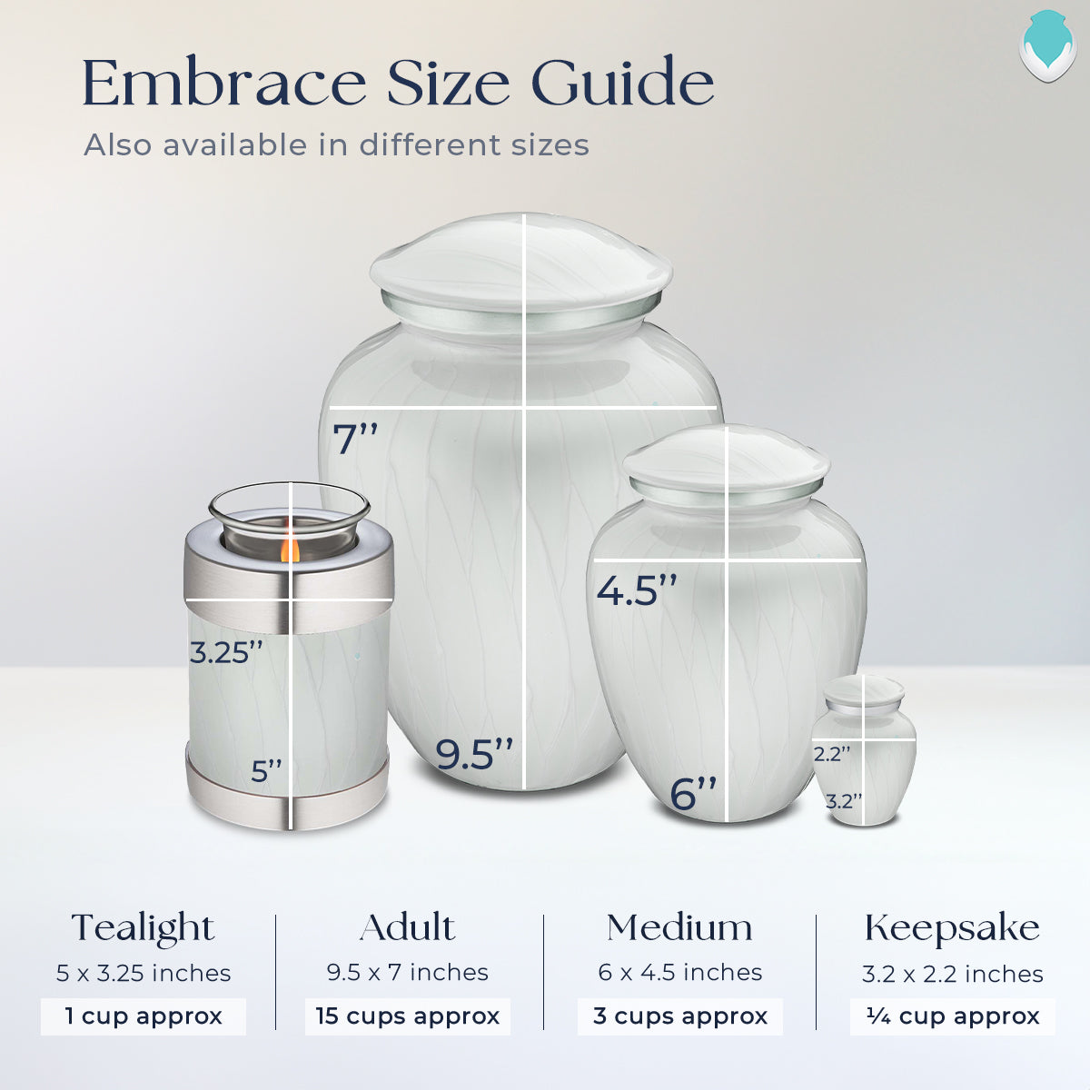 Adult Embrace Pearl White Hearts Cremation Urn
