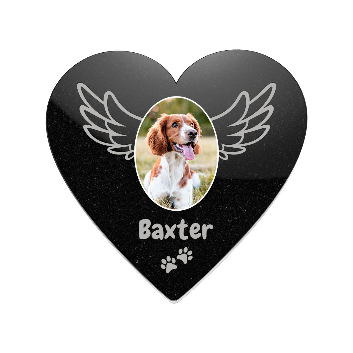 Custom Printed Pet Picture Black Granite Plaque - Heart