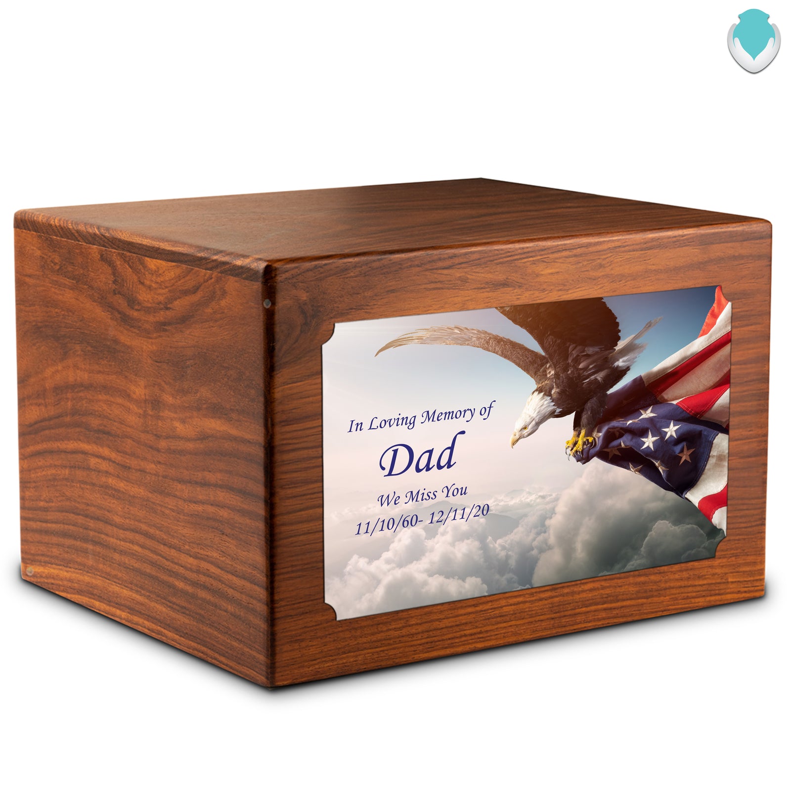 Adult Aura Custom Printed American Eagle Cultured Marble Urn for Ashes
