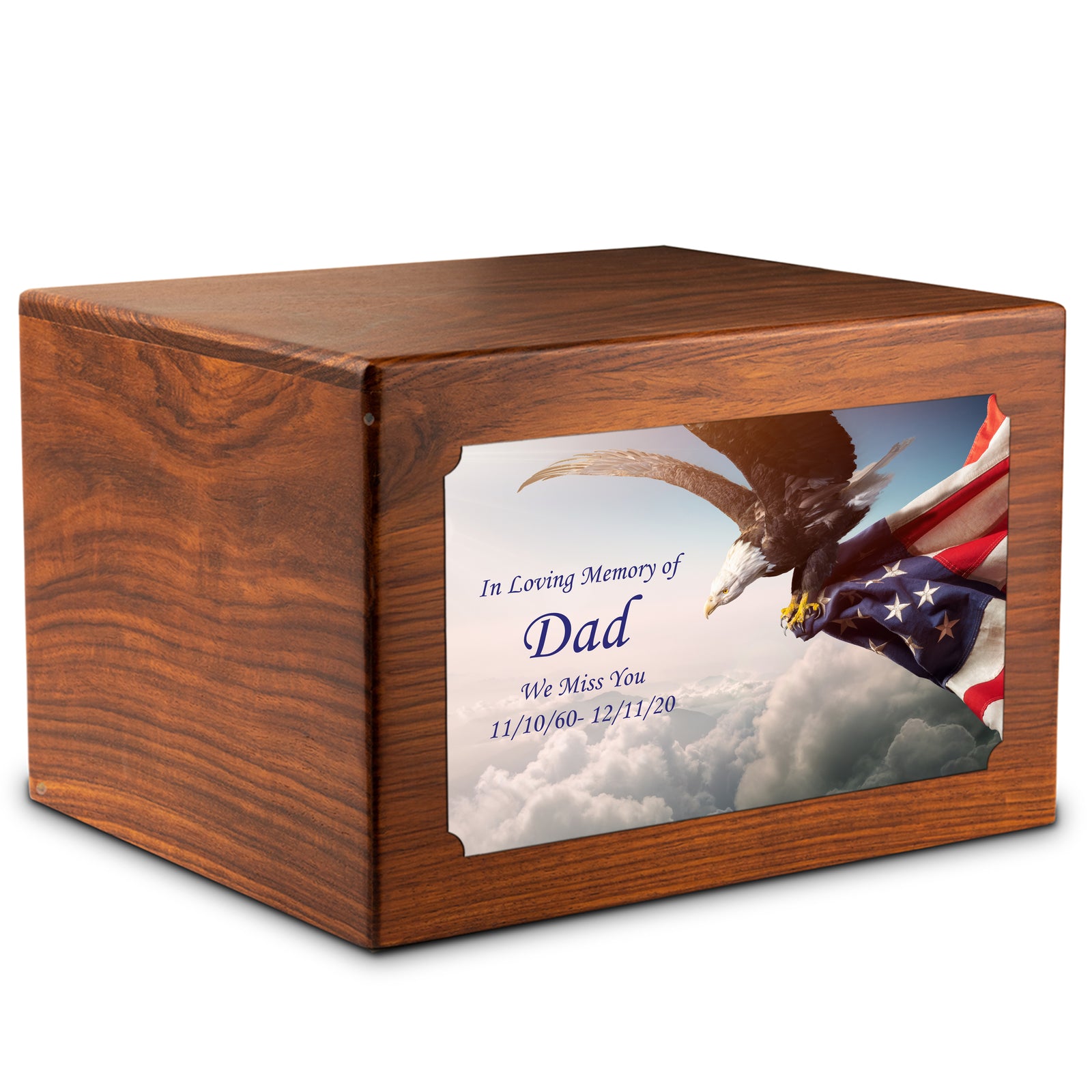 Adult Aura Custom Printed American Eagle Cultured Marble Urn for Ashes