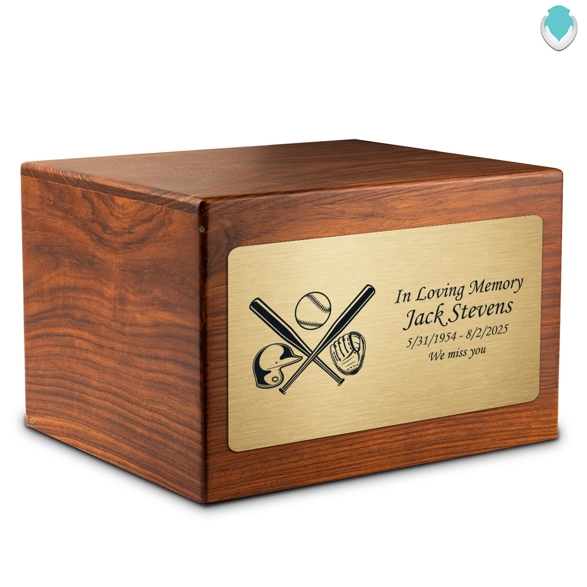 Adult Aura Baseball Custom Engraved Solid Wood Box Cremation Urn