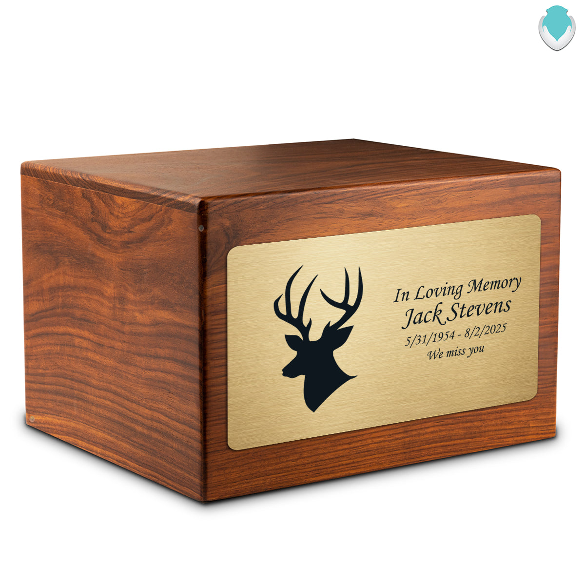 Adult Aura Deer Custom Engraved Solid Wood Box Cremation Urn