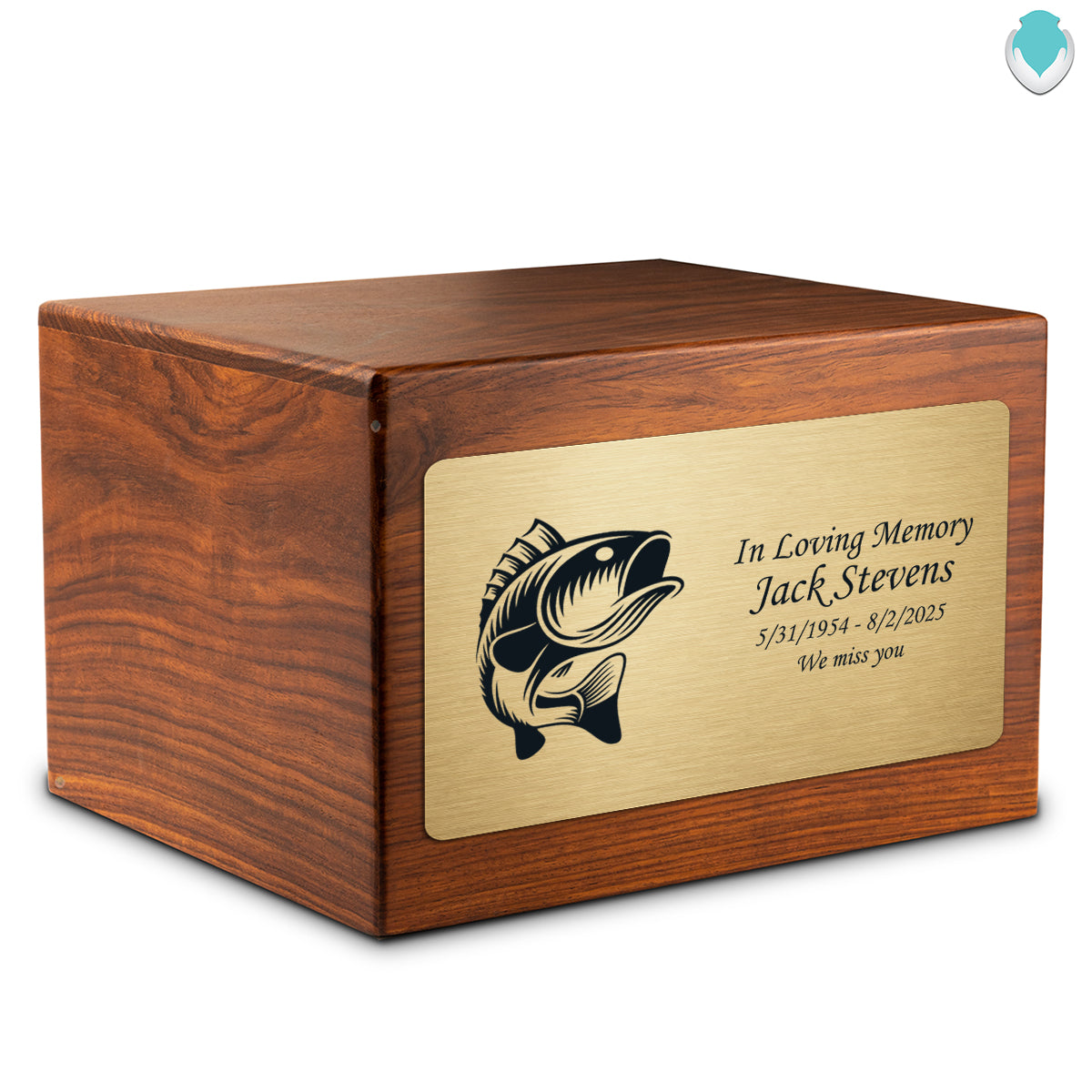 Adult Aura Fish Custom Engraved Solid Wood Box Cremation Urn