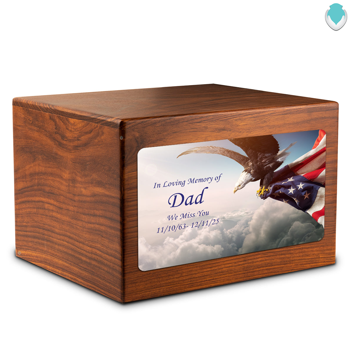 Adult Aura Custom Printed American Eagle Cultured Marble Urn for Ashes