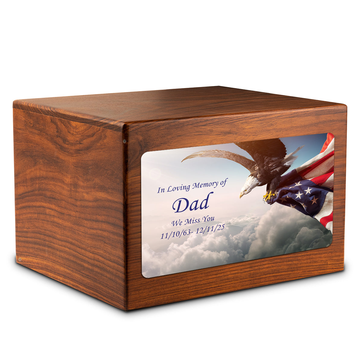 Adult Aura Custom Printed American Eagle Cultured Marble Urn for Ashes