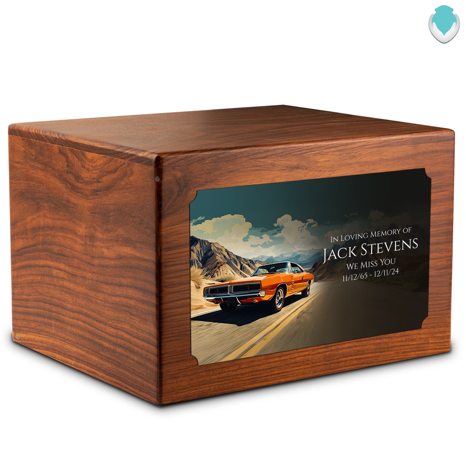 Adult Aura Classic Car Custom Printed Solid Wood Box Cremation Urn