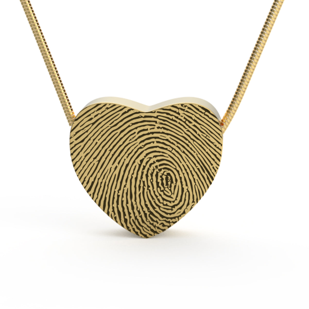 Custom Engraved Fingerprint Memorial Gold Heart Pendant