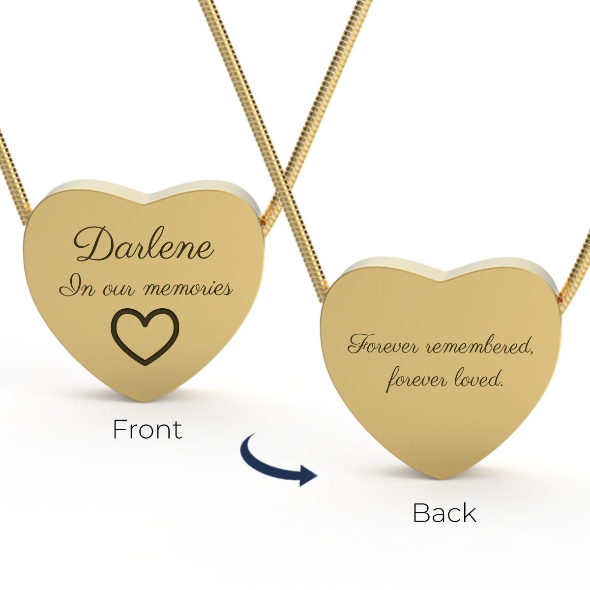 Custom Engraved Memorial Gold Heart Pendant