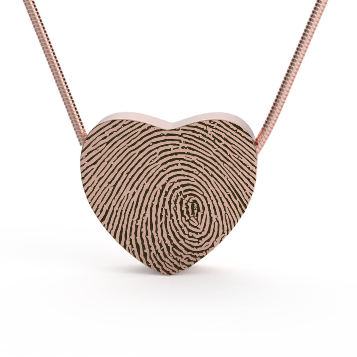 Custom Engraved Fingerprint Memorial Rose Gold Heart Pendant