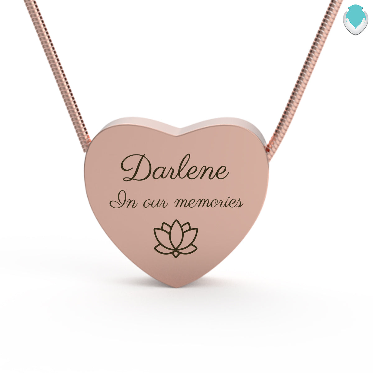Custom Engraved Memorial Rose Gold Heart Pendant