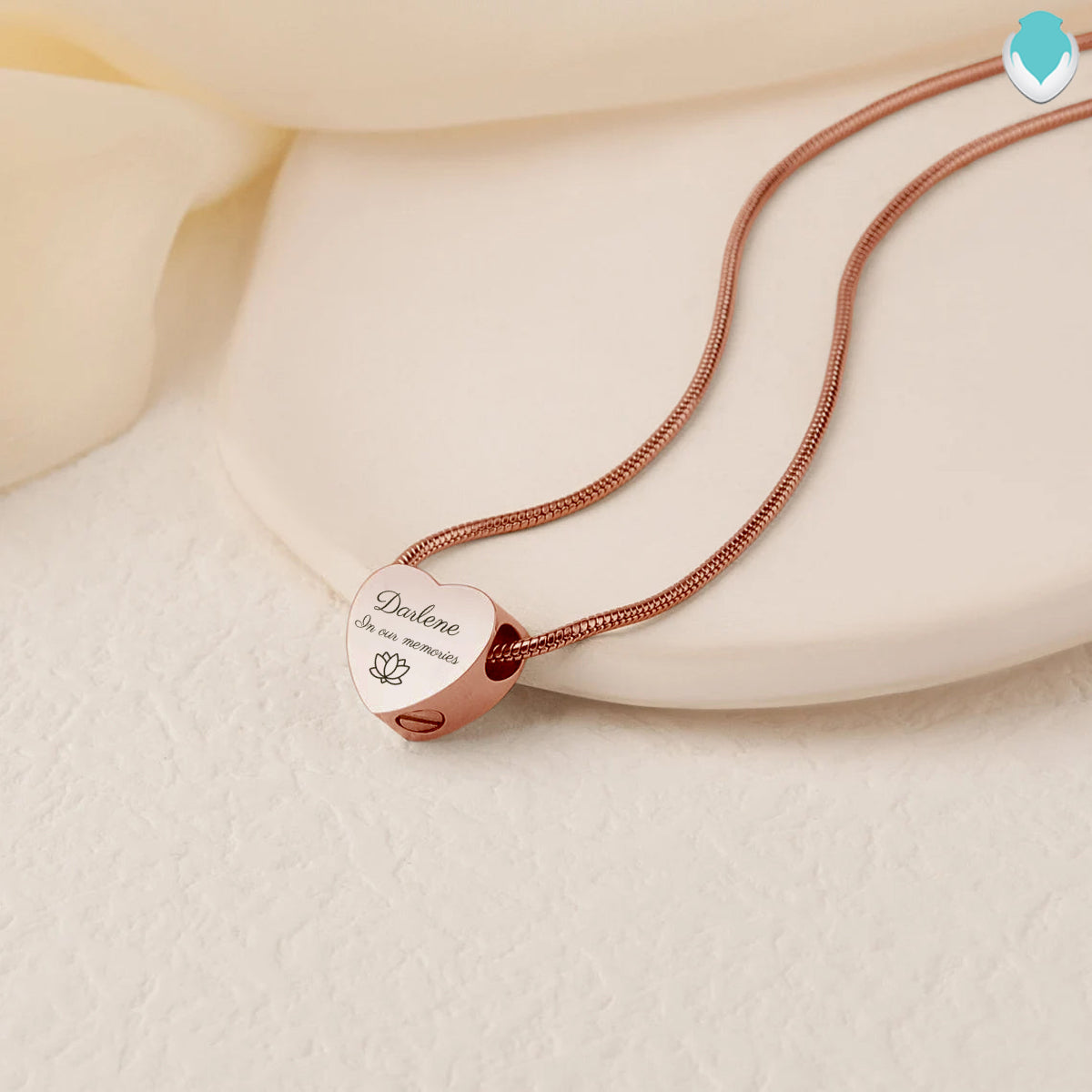 Custom Engraved Memorial Rose Gold Heart Pendant