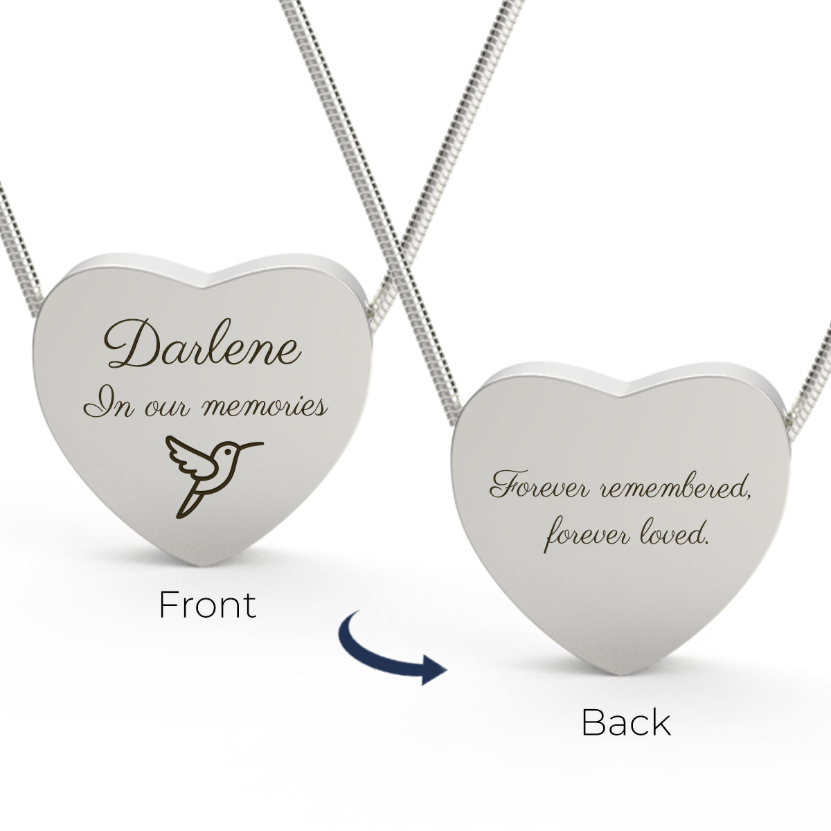 Custom Engraved Memorial Silver Heart Pendant