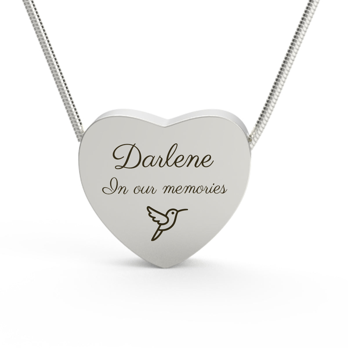 Custom Engraved Memorial Silver Heart Pendant