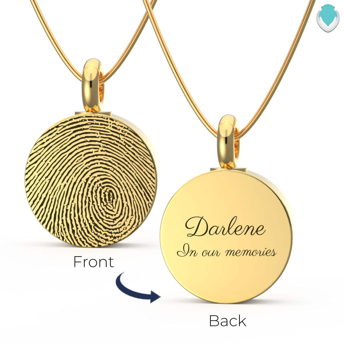 Custom Engraved Fingerprint Memorial Gold Coin Pendant