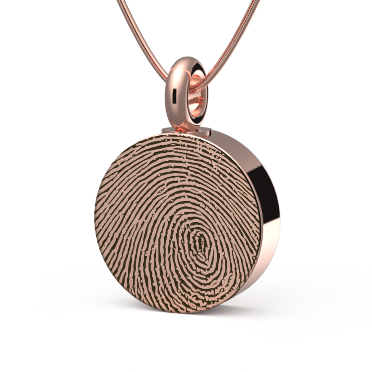 Custom Engraved Fingerprint Memorial Rose Gold Coin Pendant