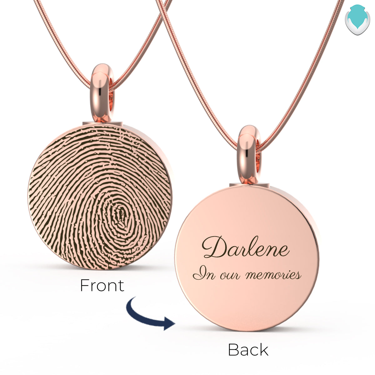 Custom Engraved Fingerprint Memorial Rose Gold Coin Pendant
