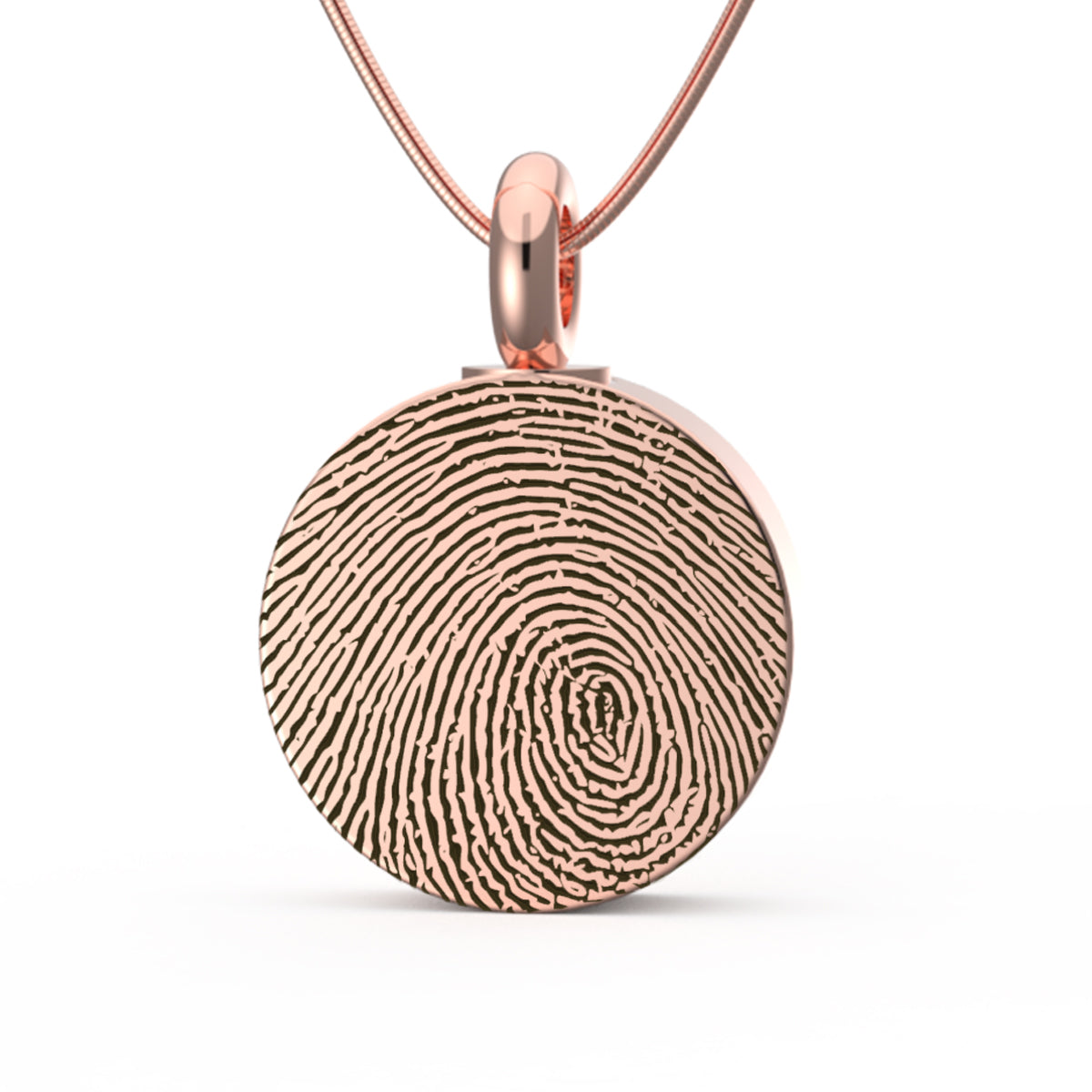 Custom Engraved Fingerprint Memorial Rose Gold Coin Pendant