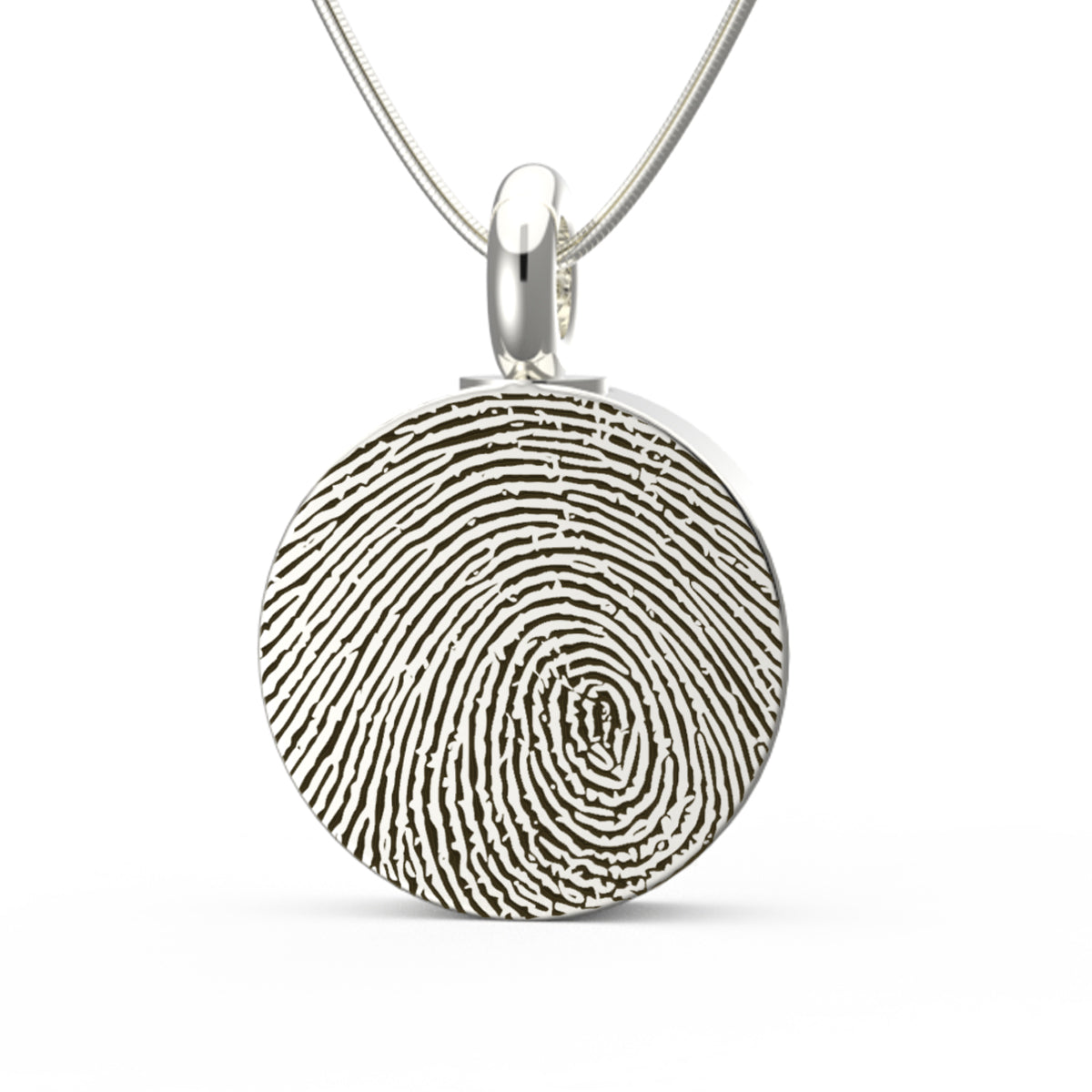Custom Engraved Fingerprint Memorial Silver Coin Pendant