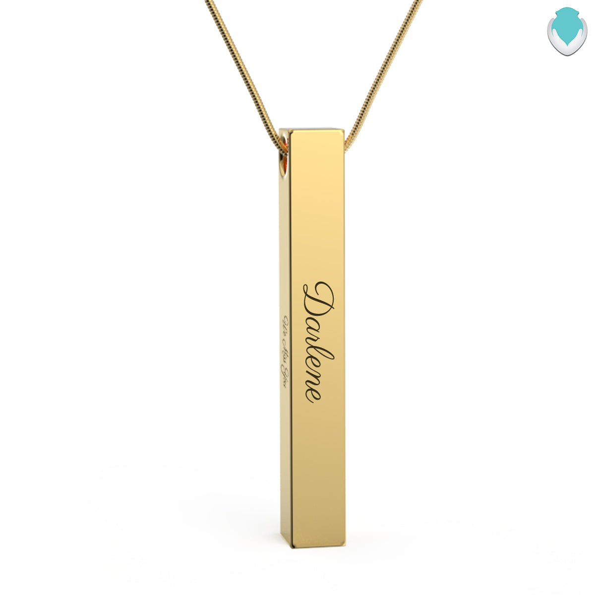 Four Side Engraved Memorial Gold Bar Pendant